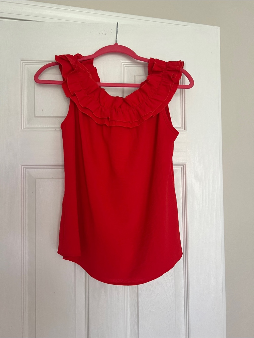 Ruffle-Trim Red Sleeveless Camisole